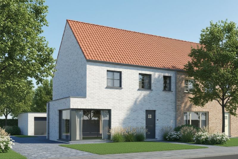 Nieuw te bouwen halfopen woning met vrije keuze van architectuur te Roeselare.